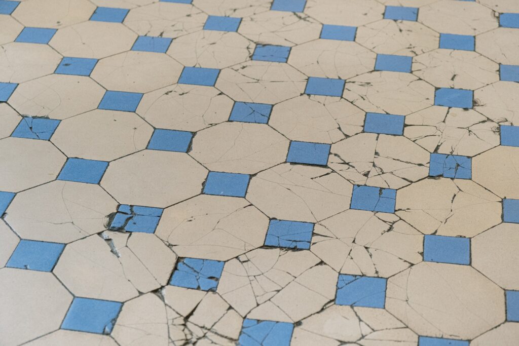 cracked bathroom accent tile